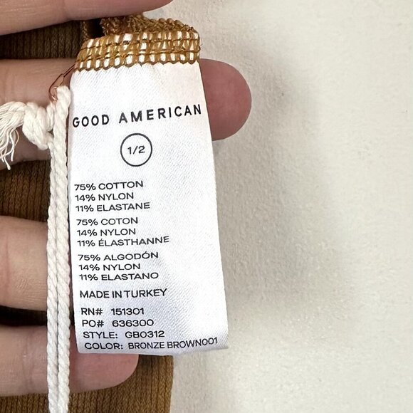 NWT Good American Mock Neck Seamless Bodysuit in Bronze Brown - Size 1/2 (S/M) - Picture 3 of 9